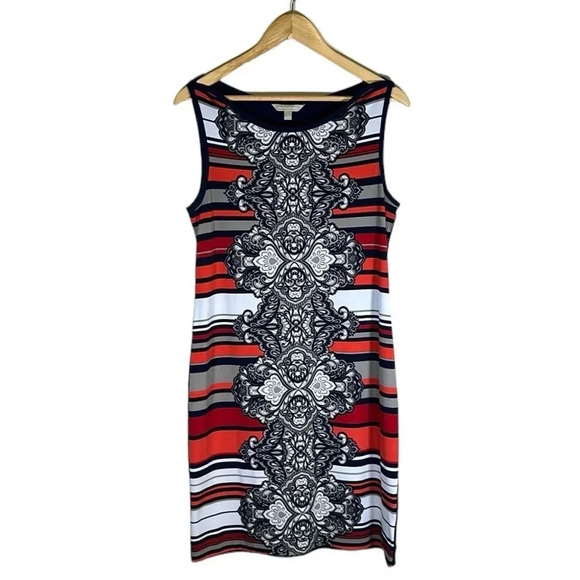 Banana Republic Geometric Print Shift Midi Dress Size Medium Casual Work Office - Picture 6 of 6